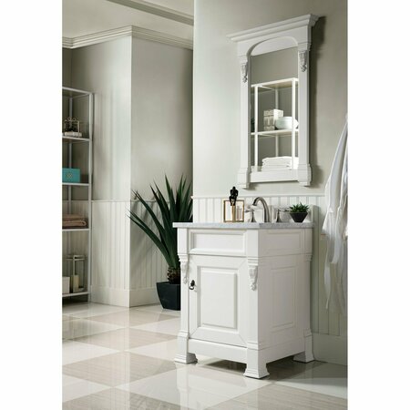 James Martin Vanities Brookfield 26in Single Vanity, Bright White w/ 3 CM Carrara Marble Top 147-V26-BW-3CAR